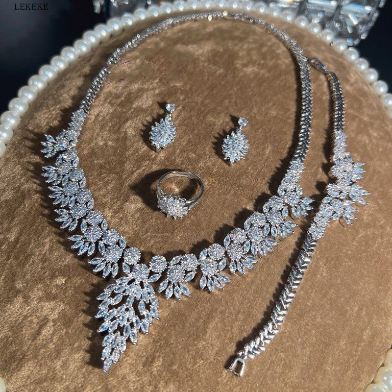 Zircon Pendant Necklace Banquet Jewelry Accessories $349.50 Dana Fashion Color: White Women's Accessories Product information: Material: zircon/Rhinestone Product Type: Ornament Color classification: white Size: Necklace length 43cm, earring length 2.0*1.